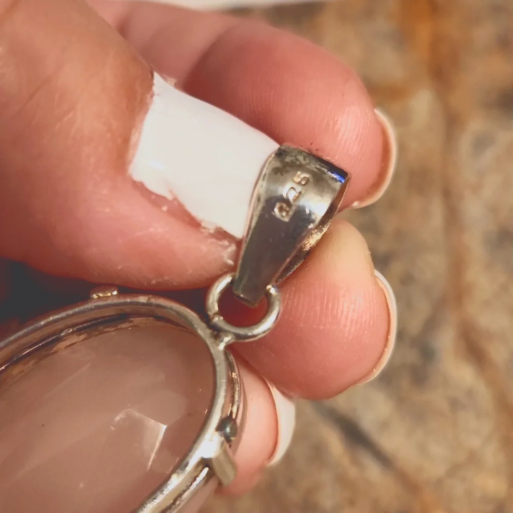 Pink Chalcedony & Sterling Silver Pendant